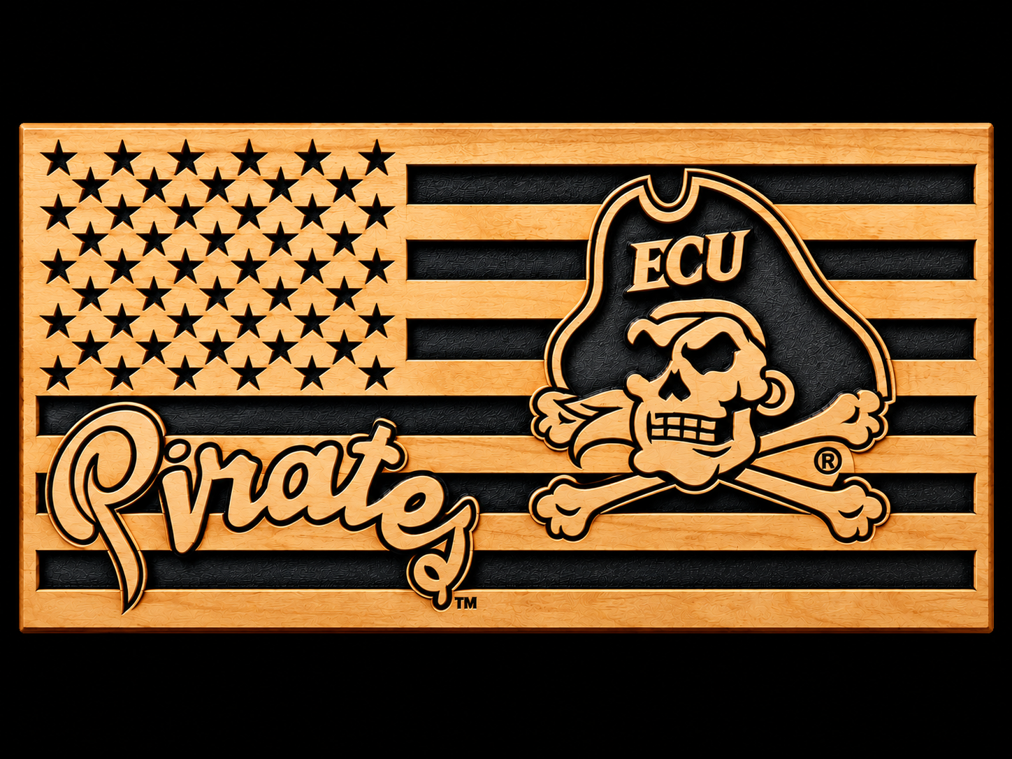 ECU Flag custom CNC carving by Singed Impressions
